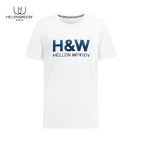 เสื้อยืดโอเวอร์ไซส์Hellen&amp;woody เสื้อยืดแขนสั้นลําลอง ผ้าฝ้าย ปักเลื่อม ไล่โทนสี หรูหรา สไตล์ฝรั่งเศส สําหรับผู้ชายS-3XL  MLNX