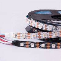 WS2812 RGBIC ระบุแอดเดรสสัญญาณคู่30 60 144พิกเซลสีขาวสีดำกันน้ำ12V WS2812ไฟ LED Strip