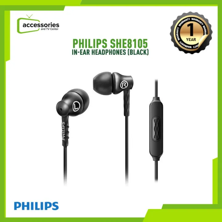 Philips In Ear Headphones with MIc Clear Natural Sounds She8105 (Black