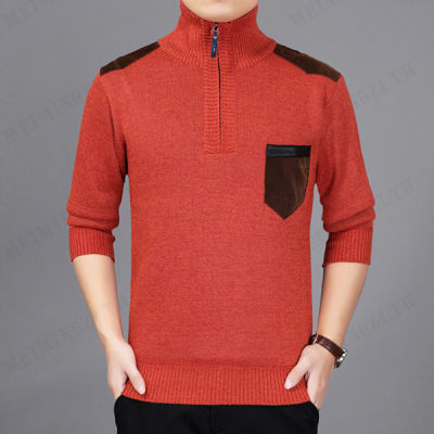 Meimingzi เสื้อกันหนาวชายคอสูงสีแดง