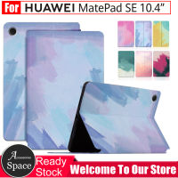 เคสสไตล์สีน้ำสำหรับ Huawei MatePad SE (2022) 10.4 "AGS5-L09 Casing Tablet หนังพียูคุณภาพสูง AGS5 W09 MATEPAD 10.4 SE WIFI ขาตั้งกันลื่นเคสแบบพับปิดได้