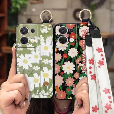 sunflower New Arrival Phone Case For OPPO Reno8 5G Wristband Original Back Cover cute Anti-knock Lanyard armor case