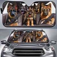 INSTANTARTS Funny 3D German Shepherd Pattern Car Windshield Sunshade Car Accessories Sun Shade Protect Auto Decoration for Men