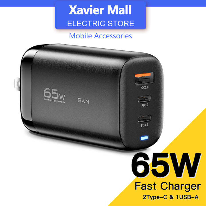 【COD】Xavier 65W Charger Quick Charge 3.0 Type C PD USB Charger Fast