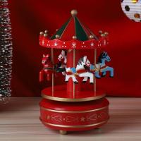 Merry-Go-Round Music Boxes Geometric Music Baby Room Decoration Gifts Unisex Wooden Christmas Horse Carousel Box Home Decor