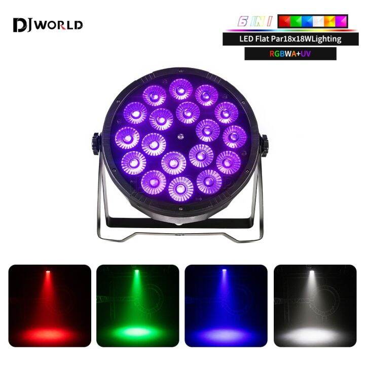 LED Par light 18x18w RGBWA UV 6in1 flat Par light DMX512 professional