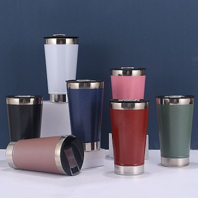 【High-end cups】 591มิลลิลิตรถ้วยเบียร์ถ้วยความร้อนที่มีฝาปิดที่เปิดขวดสแตนเลสร้อนขวดสำหรับชาถ้วยความร้อนสำหรับเบียร์เย็น