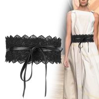 New Women Bow Lace Belt Corset Wide Belts for Women Black White Female Self Tie Obi Cinch Waistband Wedding Dress Waist Band