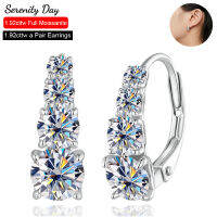 Serenty Day 1.92Cttw 8หินจริง D สี5มม. Moissanite Hoop ต่างหูสำหรับผู้หญิง S925เงินสเตอร์ลิงสตั๊ดหูเครื่องประดับ Fine