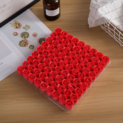 81pcs 3.5cm Rose Soap Flower Heads 3 Layers Immortal Eternal Flowers Gift Box DIY Handmade Wedding Bouquet Valentines Day Gifts