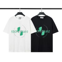 Stone Is-Land เสื้อยืดผ้าฝ้ายอินเทรนด์ฤดูร้อนสร้างสรรค์ลำลองพิมพ์ตัวอักษรผู้ชายและผู้หญิงที่มีแขนสั้นและแขนเสื้อครึ่ง XS-3XL