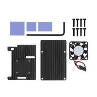 Aluminum Case for 4B Heatsink with Cooling Fan+Thermal Pad for RPI 4B Development Board Protective Shell