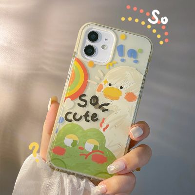 ┅✁ Transparent Doodle Animals Frog Duck Phone Case For iPhone 14 13 12 11 Pro Xs Max X Xr 7 8 Plus Shockproof Soft Silicone Cover