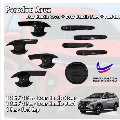 Perodua Aruz Door Handle Cover Door Handle Bowl Fuel Cap Set Black Chrome Lazada