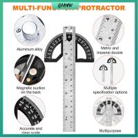 QIANW เหล็กไร้สนิม ที่จับมุมไม้โปรแทรกเตอร์ มี0-180องศา ปรับขนาดได้8นิ้ว ไม้บรรทัดมุมมุม ดีไอวาย เครื่องมือวัดมุม งานไม้