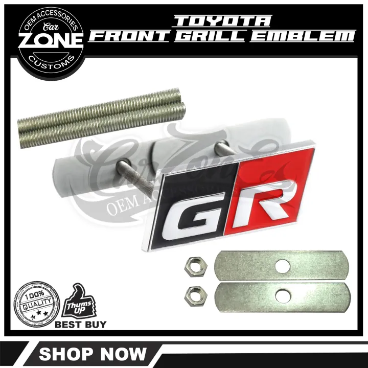 GR Logo Front Grill Emblem For Toyota Corolla,Rav4,Hilux,Vios,Avensis