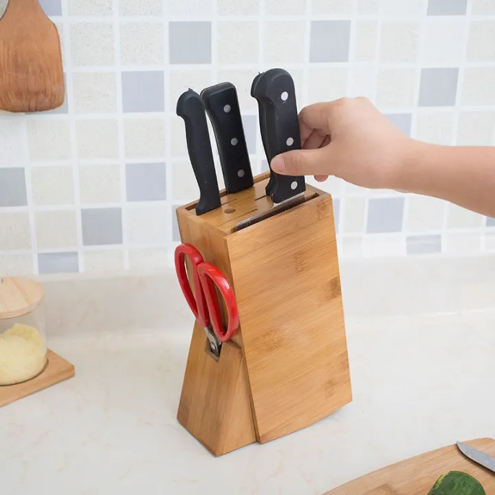 COD Simple wooden knife holder kitchen tool container Lazada PH