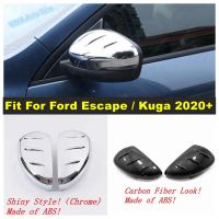 กระจกมองหลังถูฝาครอบป้องกันสำหรับ Ford Escapekuga 2020 - 2023 Shinycarbon Fiber อุปกรณ์เสริมภายนอก