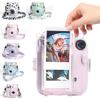 กล้องฝามีสายรัดพลาสติกคริสตัลใสกระเป๋าเก็บของสำหรับเด็ก PC ดีไซน์แฟชั่นสำหรับ Fujifilm Instax Mini 12สำหรับกล้องจิ๋ว