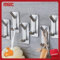 MSRC 6Pcs เงินสีเงิน ตะขอติดด้วยตนเอง เหล็กสแตนเลสสตีล ทนทานสำหรับงานหนัก ตะขอแบบเหนียว ง่ายต่อการติดตั้ง ทนทานต่อการใช้งาน ตะขอหอคอยในห้องน้ำ ห้องน้ำในห้องน้ำ