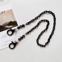 Black Simple Personality Acrylic Smiley Cross Necklace Glasses Chain Lanyard
