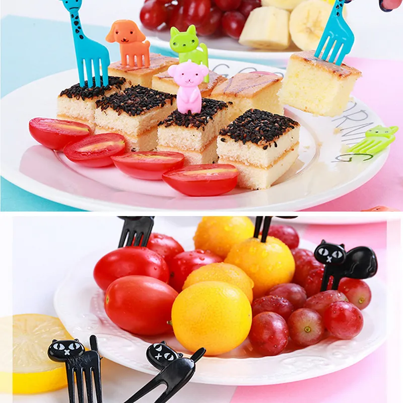 Mini Forks Animal Food Picks for Kids Cute Fruit Fork Bento Box Decor  Reusable Cartoon Children Snack Cake Dessert Lunch Pick - AliExpress