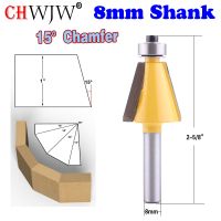 1pc 8mm Shank 15 องศา Chamfer Bevel Edging Router Bit เครื่องตัดไม้ชิ้นงานไม้