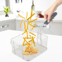 Stainless Steel Deep Fry Basket Rectangle Wire Mesh Strainer With Long Handle Frying Cooking Tool Food Presentation Tableware