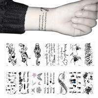 1แผ่นสีดำคลาสสิก Tatoo แมวดอกไม้รูปนก DIY กันน้ำปลอมชั่วคราวสติ๊กเกอร์รอยสักมือ105*60มม.