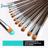 Jowoart เดี่ยวHazelรูปไนลอนPaintbrush 13แต่ละแพคเกจสีน้ำชุดโทนเนอร์สีอะคริลิคแปรงอุปกรณ์ศิลปะสำหรับภาพวาด