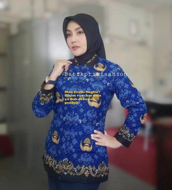 Batik Korpri Terbaru Blose Korpri Batik Korpri Wanita Model Blouse