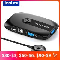 Unnlink 2X1 VGA KVM Switch 1080P Switcher with Extender 2 Computer Laptop Share 1 Monitor 3 USB 2.0 Mouse Keyboard Printer Udisk Cables