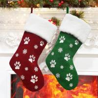 Paw Embroidery Christmas Stockings Pendant Ornaments Gift Bag Pendant Snow Boot Shape Christmas Party Home Decor Xmas