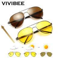 【hot】 VIVIBEE Men Photochromic Night Vision Polarizing Glasses Aluminum Polarized Driving Sunglasses