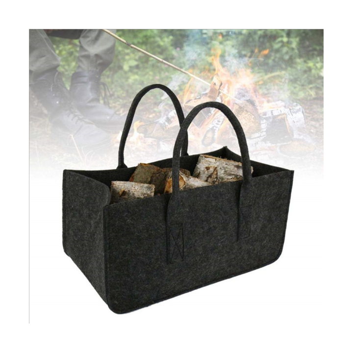 1-piece-stylish-storage-bag-newspaper-picnic-clothes-felt-firewood-basket-accessory-decoration-dark-gray