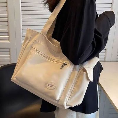 College Student Class Commuter Bag Large Capacity Handbag Big Bag Female 2023 New Canvas Shoulder Tote Bag