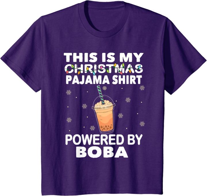 นี่คือชุดนอนคริสต์มาสของฉัน-powered-boba-bubble-tea-kawaii-t-shirt