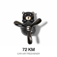 72KM Car Air Freshener Bear Pilot Auto Accessories Interior Perfume Diffuser Rotating Propeller Outlet Fragrance Magnetic Design