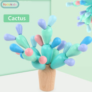 Todokids Wooden Balancing Cactus Toy Montessori Macarons Wooden Tree