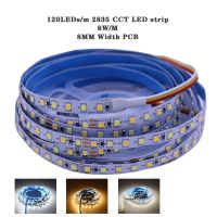 5M 2835 5Mm 8Mm 12Mm CCT Bianco ไฟแถบไฟ LED Dimmerabile 12V 24V DC WW CW Temperatura Di Colore Nastro Flessibile Regolabile