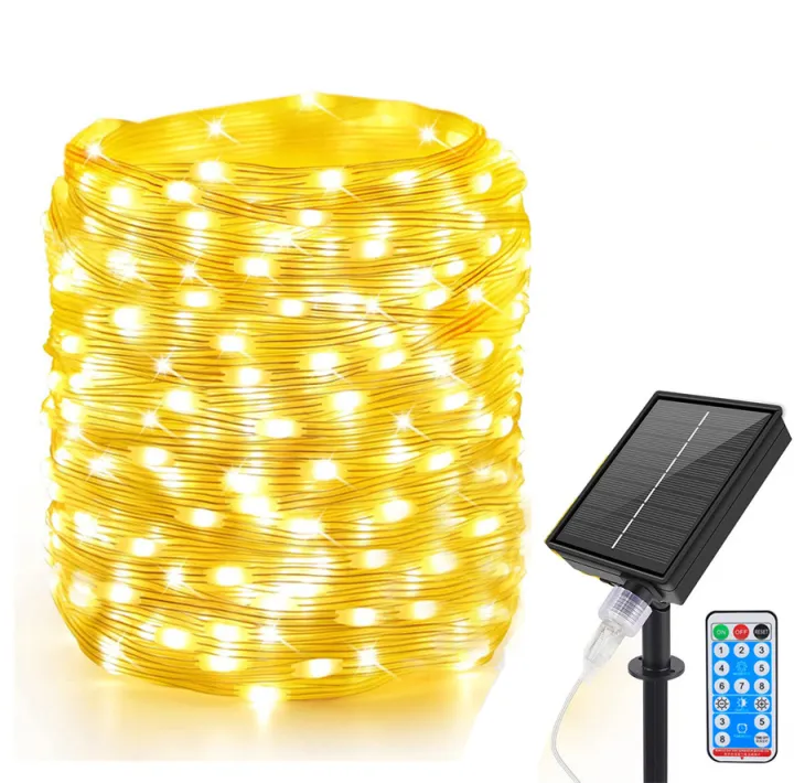 20M 50M 100M Solar Powered Rope Lights With Remote Waterproof Tube Rope String Light Christmas