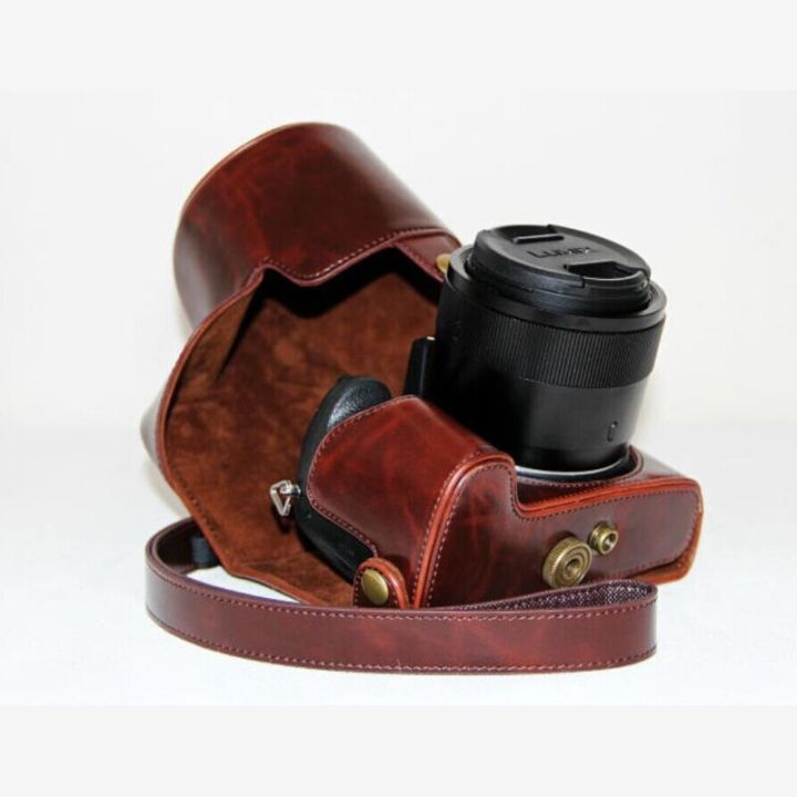 กระเป๋าเคสหนังสำหรับกล้อง-pu-สำหรับอุปกรณ์สวมครอบพร้อมสายคล้องไหล่กล้อง-fz1000-panasonic-lumix