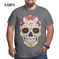 Kanpa Flowers Skull T Shirts For Big Men Pattern Men Clothing Workout Grey Tshirt