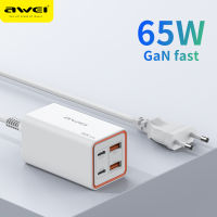 【NEW】Awei PD24 PD 65W GaN Desktop Charger Quick Charge 4.0 QC 3.0 4 Ports 2 USB-C 2 Type C Fast Charger Charger มาพร้อมกับสายอะแดปเตอร์ EU สำหรับ Samsung S22 Ultra iPhone 13 12 Huawei P40 MacBook Pro