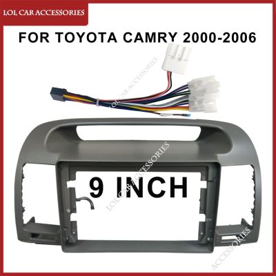 แผงหน้าปัด9นิ้วสำหรับ Toyota Camry 2000-2006วิทยุติดรถยนต์แอนดรอยด์สเตอริโอ GPS เครื่องเล่น MP5กรอบแบบ2 Din ผ้าคลุมหน้ารถ