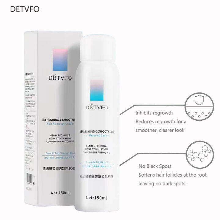 DETVFO Hair Removal Cream Refreshing Smoothing 150mL Spray Gentle Non