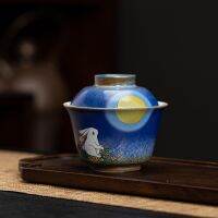 Rabbit Gaiwan สำหรับ Tureen พร้อมฝาปิดชุดชามจีนถ้วยชาร้านสำหรับพิธีการ