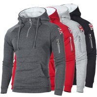 Mens Hoodies Fashion Brand Spring New Male Casual Sweatshirts Men Solid Hoodie Sweatshirt Tops Grey Black Zipper National flag