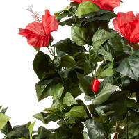 48 "Hibiscus ต้นไม้ประดิษฐ์สีเขียวและสีแดง