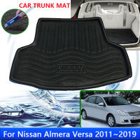 สำหรับ Nissan Almera Latio Versa Sunny N17 2011 ~ 2019รถด้านหลังถาด Cargo Boot กันน้ำ Liner Mat พรมอุปกรณ์เสริม